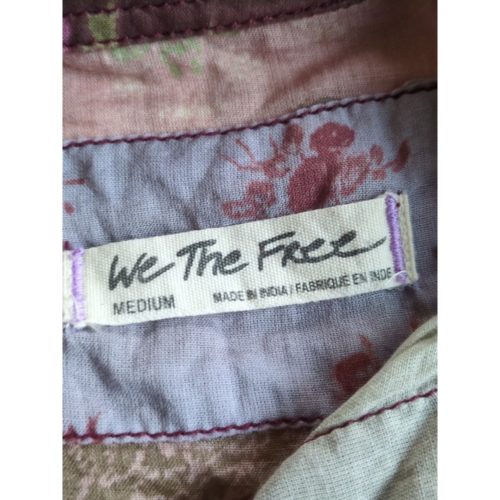 Free People Flower Patch Cotton Button-Front Top Size Medium Multicolor - Picture 11 of 12